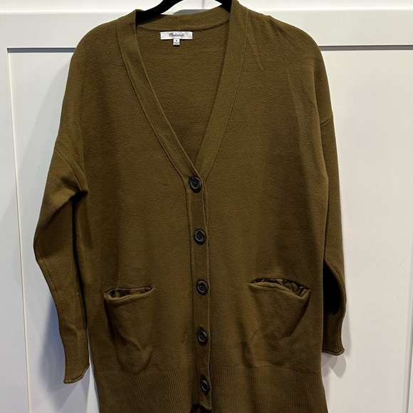 Like New Madewell Miller Cardigan Sweater, Medium, Golden Spinach - Picture 8 of 9